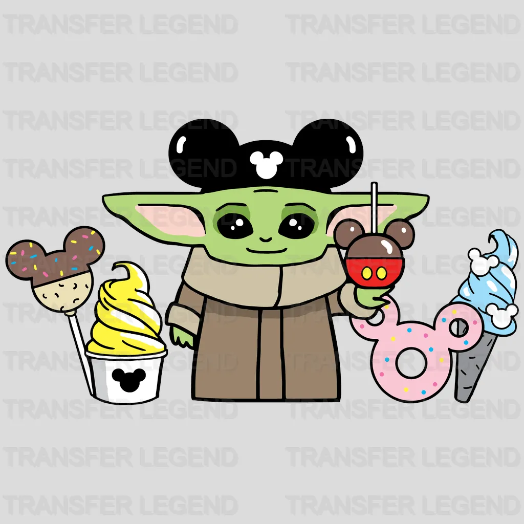 Ears Baby Yoda Snacks Design - DTF heat transfer - transferlegend