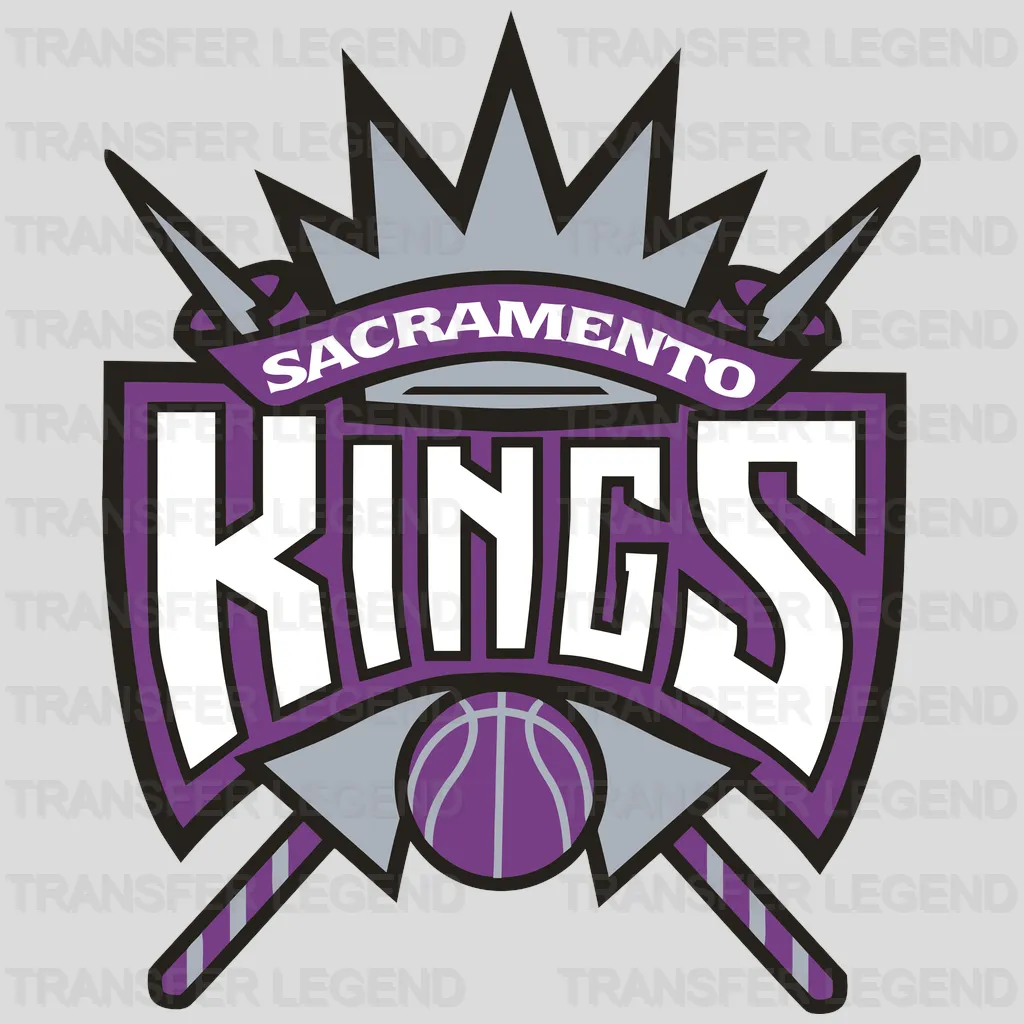 Sacramento Kings Shield Crest with Crown & Basketball NBA Design - DTF Heat Transfer