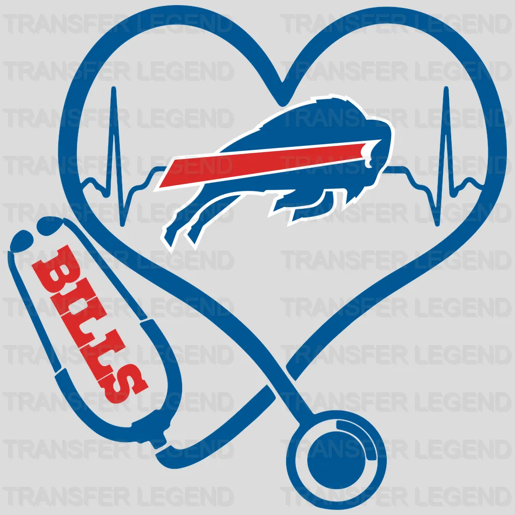 Buffalo Bills Stethoscope Heart Emblem NFL Design - DTF Heat Transfer