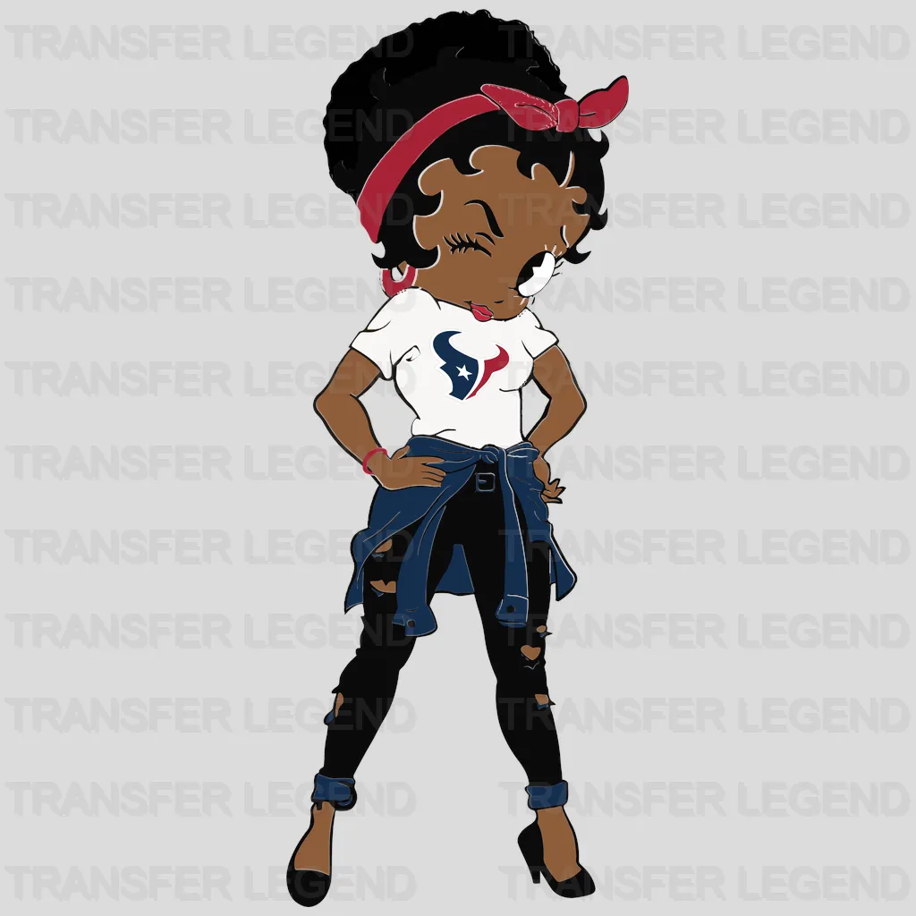 Houston Texans Pin‑up Girl with Texans Badge NFL Design - DTF Heat Transfer