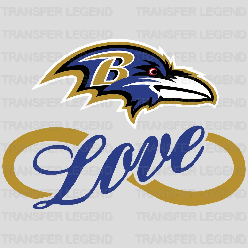 Baltimore Ravens “Love” Script Emblem NFL Design - DTF Heat Transfer