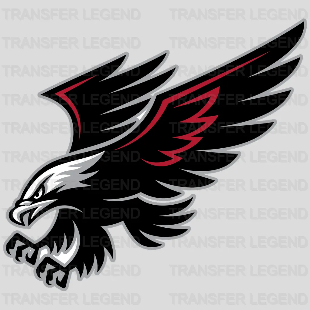 Atlanta Hawks Aggressive Black Soaring Hawk with Red Accents NBA Design - DTF Heat Transfer