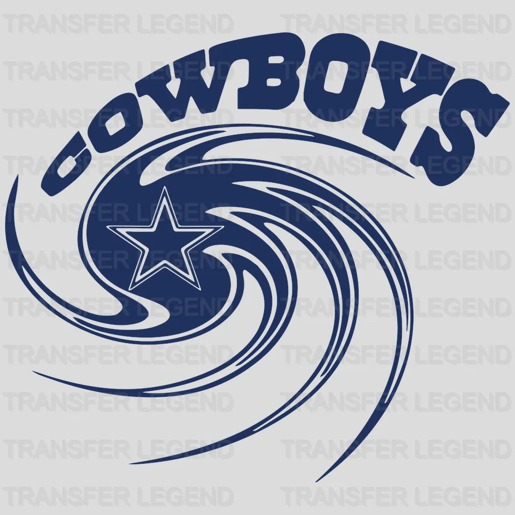 Dallas Cowboys Swirl Wordmark Emblem NFL Design - DTF Heat Transfer