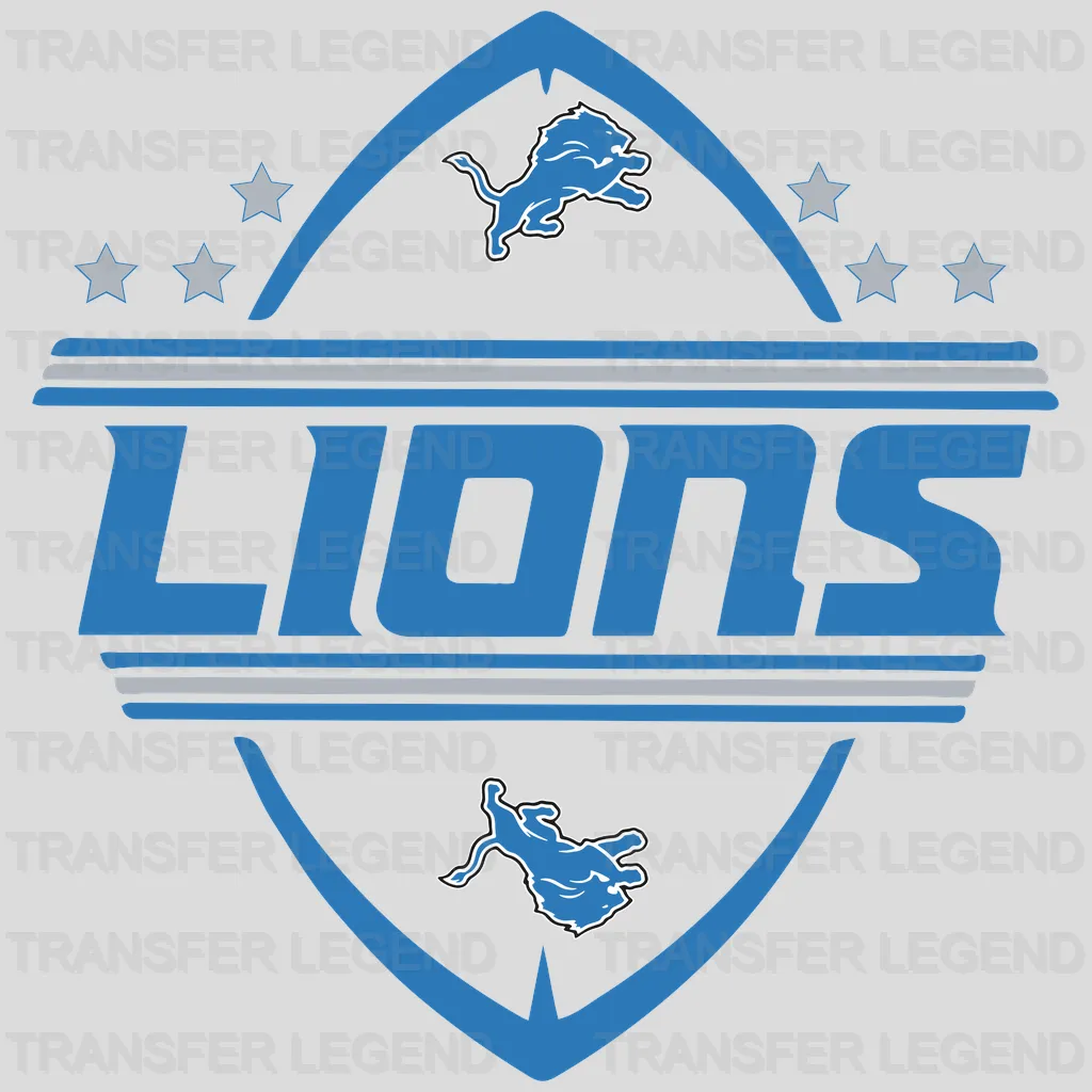 Detroit Lions Shield Badge Wordmark NFL Design - DTF Heat Transfer
