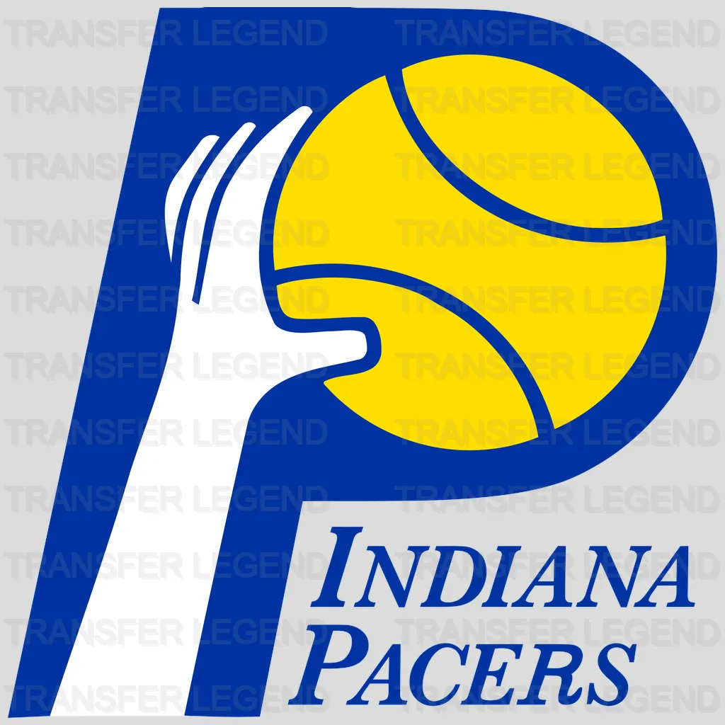 Indiana Pacers Retro Hand & Yellow Basketball Logo with Text NBA Design - DTF Heat Transfer