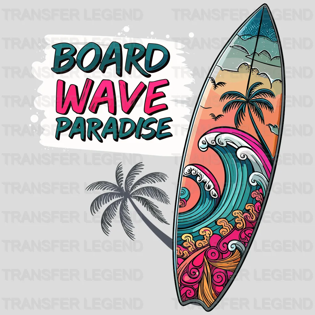 Board Wave Paradise Surfing Design - DTF Heat Transfers - transferlegend