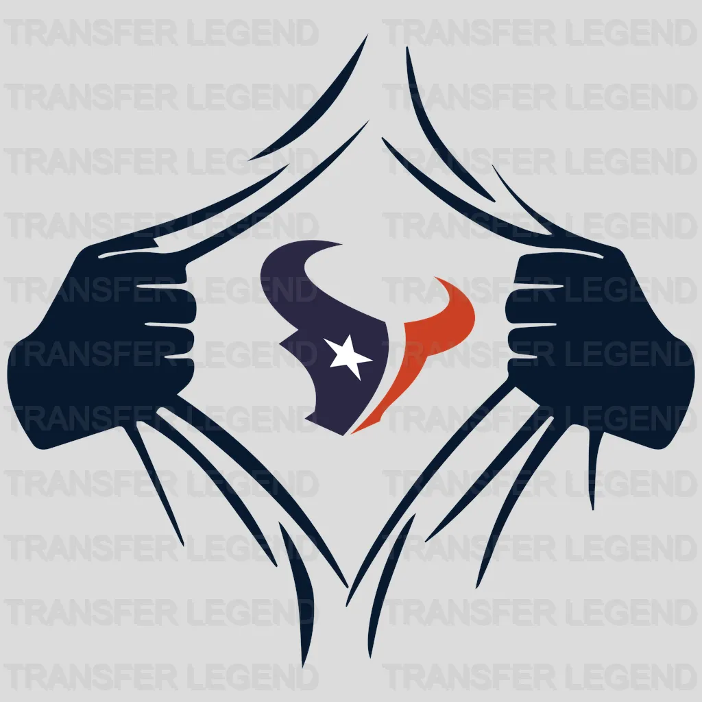 Houston Texans Ripped‑Chest Reveal Emblem NFL Design - DTF Heat Transfer