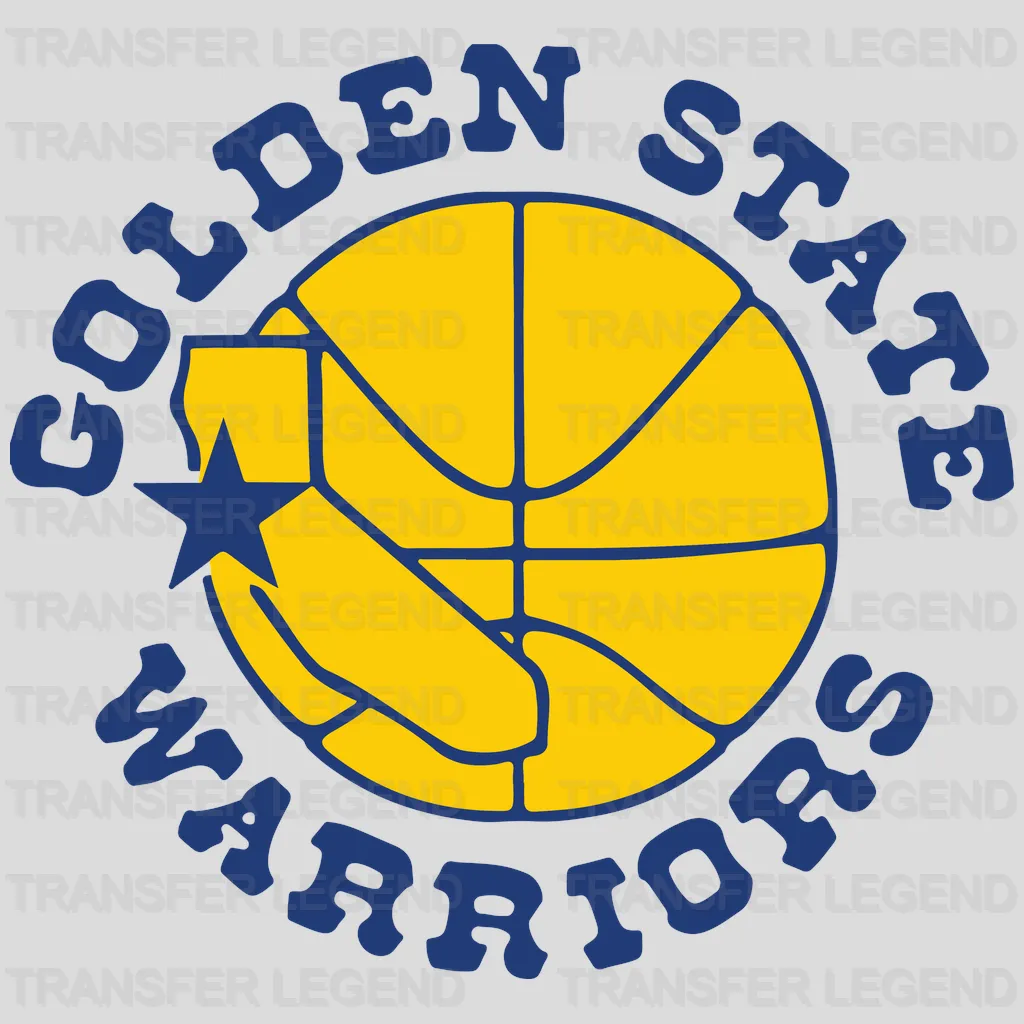 Golden State Warriors Roundel with Rising Basketball NBA Design - DTF Heat Transfer