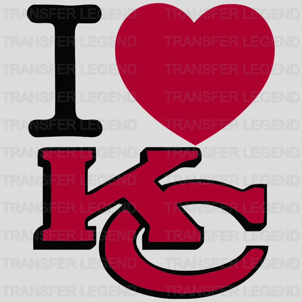 Kansas City Chiefs I Love KC Wordmark NFL Design - DTF Heat Transfer