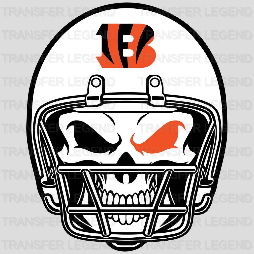 Cincinnati Bengals Skull Helmet Emblem NFL Design - DTF Heat Transfer