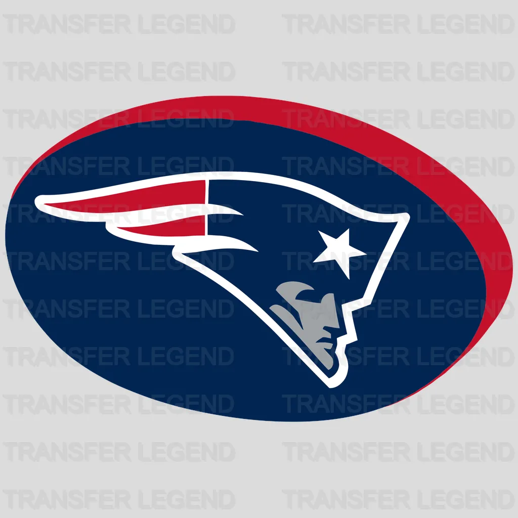 New England Patriots oval badge with head silhouette, NFL design - DTF Heat Transfer