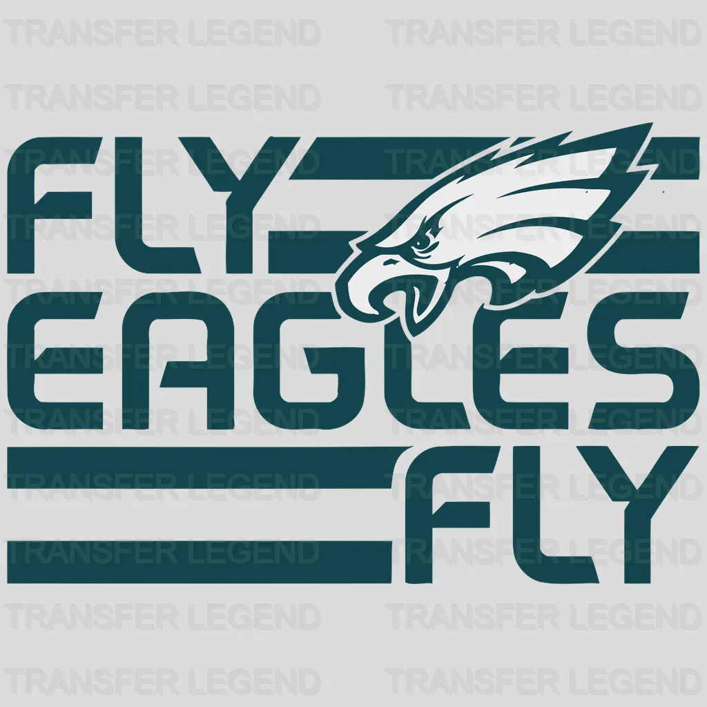 Philadelphia Eagles ‘Fly Eagles Fly’ slogan with wing, NFL design - DTF Heat Transfer