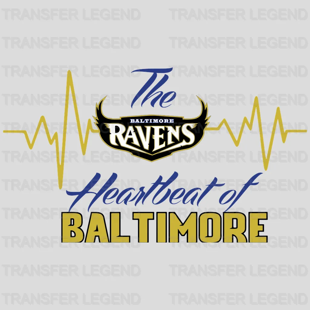 Baltimore Ravens “Heartbeat of Baltimore” Line NFL Design - DTF Heat Transfer