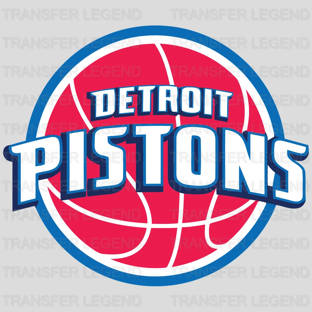 Detroit Pistons Basketball Roundel with Banner NBA Design - DTF Heat Transfer