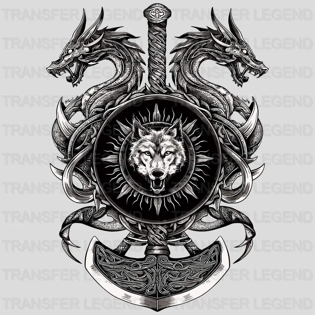 Wolf & Dragons Nordic Design - DTF Heat Transfer - transferlegend