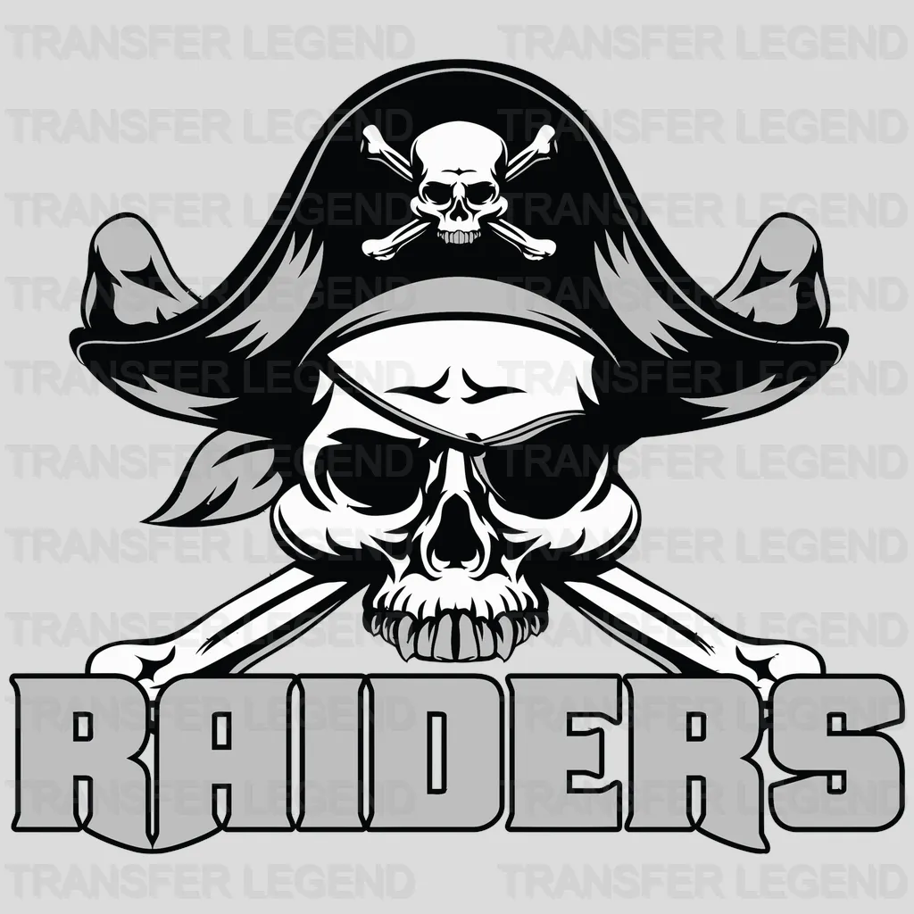 Las Vegas Raiders alternate pirate skull and crossbones variation, NFL design - DTF Heat Transfer