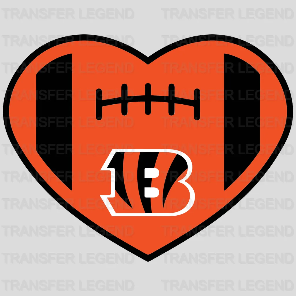 Cincinnati Bengals Football‑Lace Heart NFL Design - DTF Heat Transfer