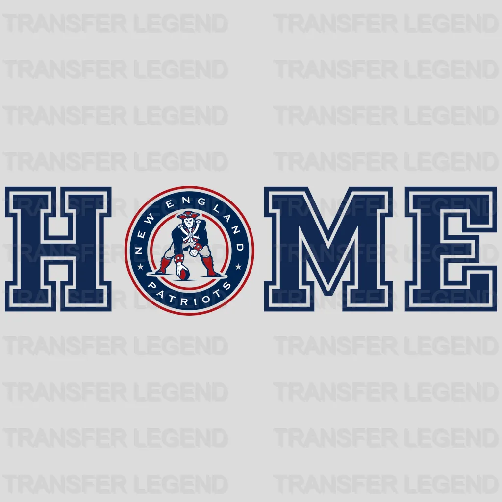 New England Patriots home icon with team crest silhouette, NFL design - DTF Heat Transfer