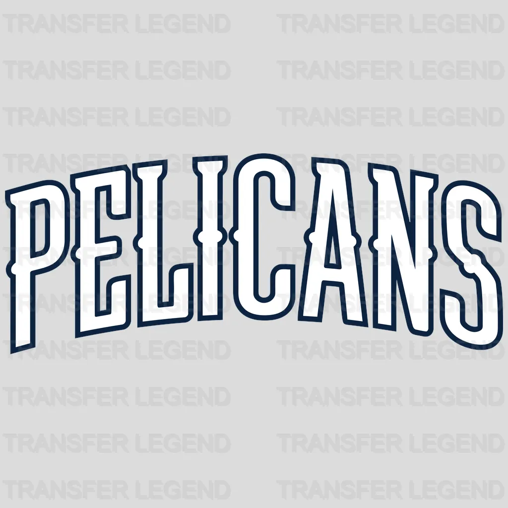 New Orleans Pelicans Serif PELICANS Wordmark (Outlined) NBA Design - DTF Heat Transfer