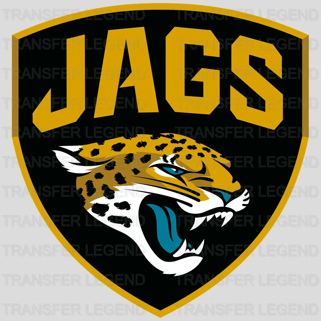 Jacksonville Jaguars Shield Crest “JAGS” Badge NFL Design - DTF Heat Transfer