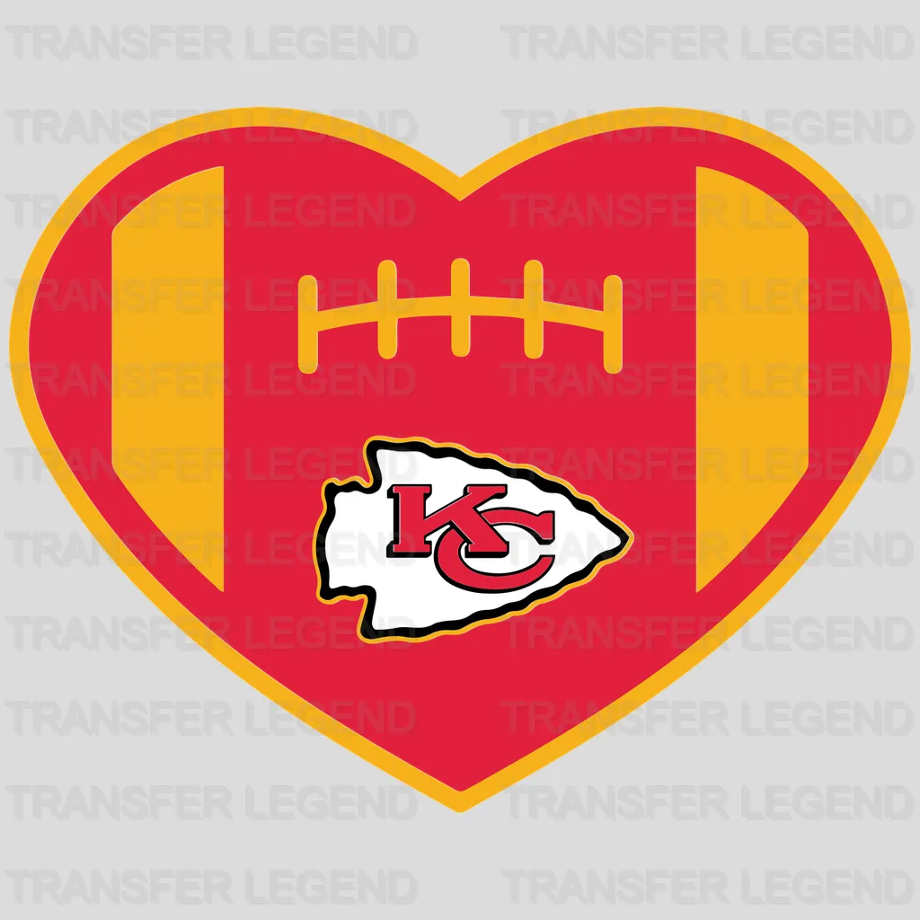 Kansas City Chiefs Heart Laces Football Emblem NFL Design - DTF Heat Transfer