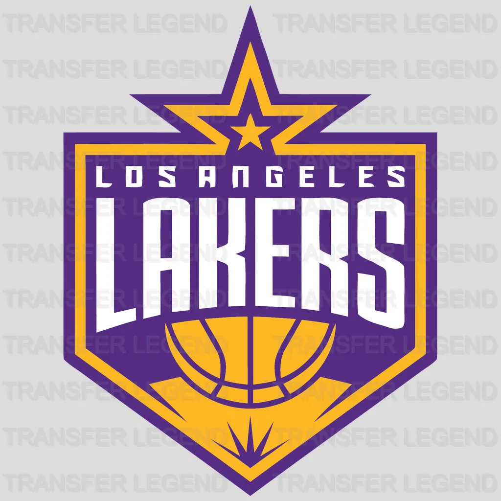 Los Angeles Lakers Shield with Star & Hoop NBA Design - DTF Heat Transfer