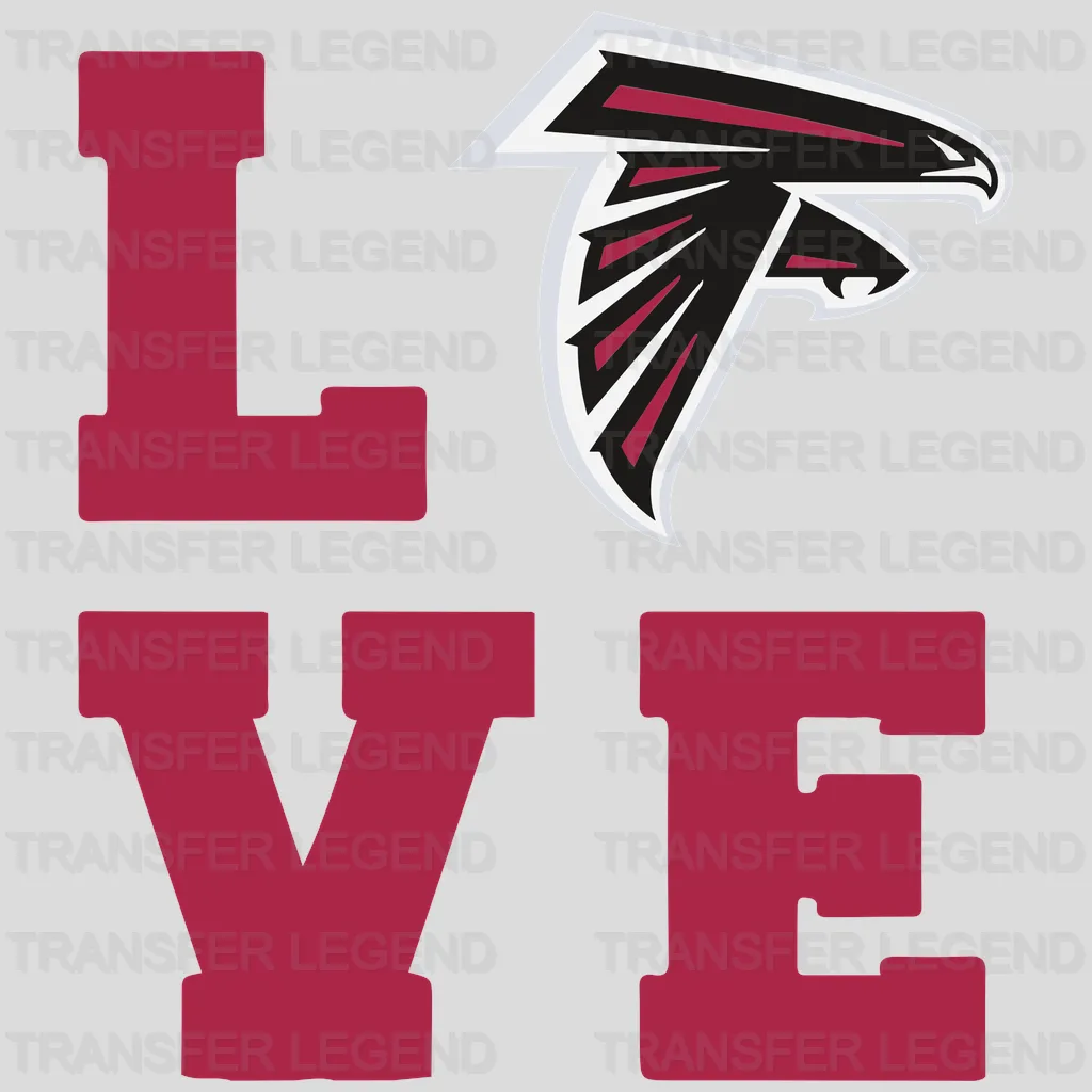 Atlanta Falcons Love Letters Logo NFL Design - DTF Heat Transfer