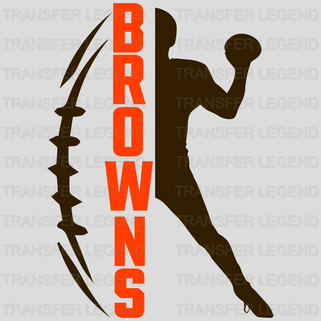 Cleveland Browns Heartbeat Line & Wordmark NFL Design - DTF Heat Transfer