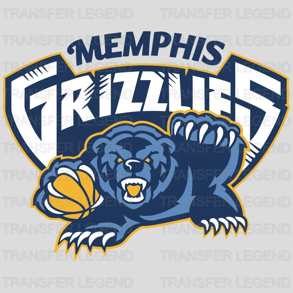 Memphis Grizzlies Charging Bear Mascot Crest NBA Design - DTF Heat Transfer