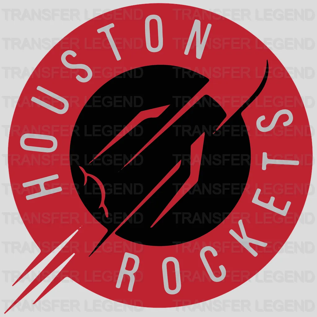 Houston Rockets Diagonal Rocket Silhouette Roundel NBA Design - DTF Heat Transfer