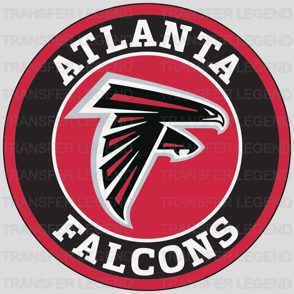 Atlanta Falcons Round Text Logo NFL Design - DTF Heat Transfer