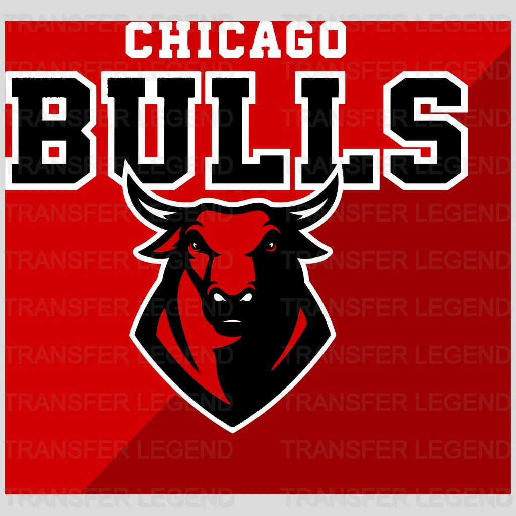 Chicago Bulls Shield Emblem with Text NBA Design - DTF Heat Transfer