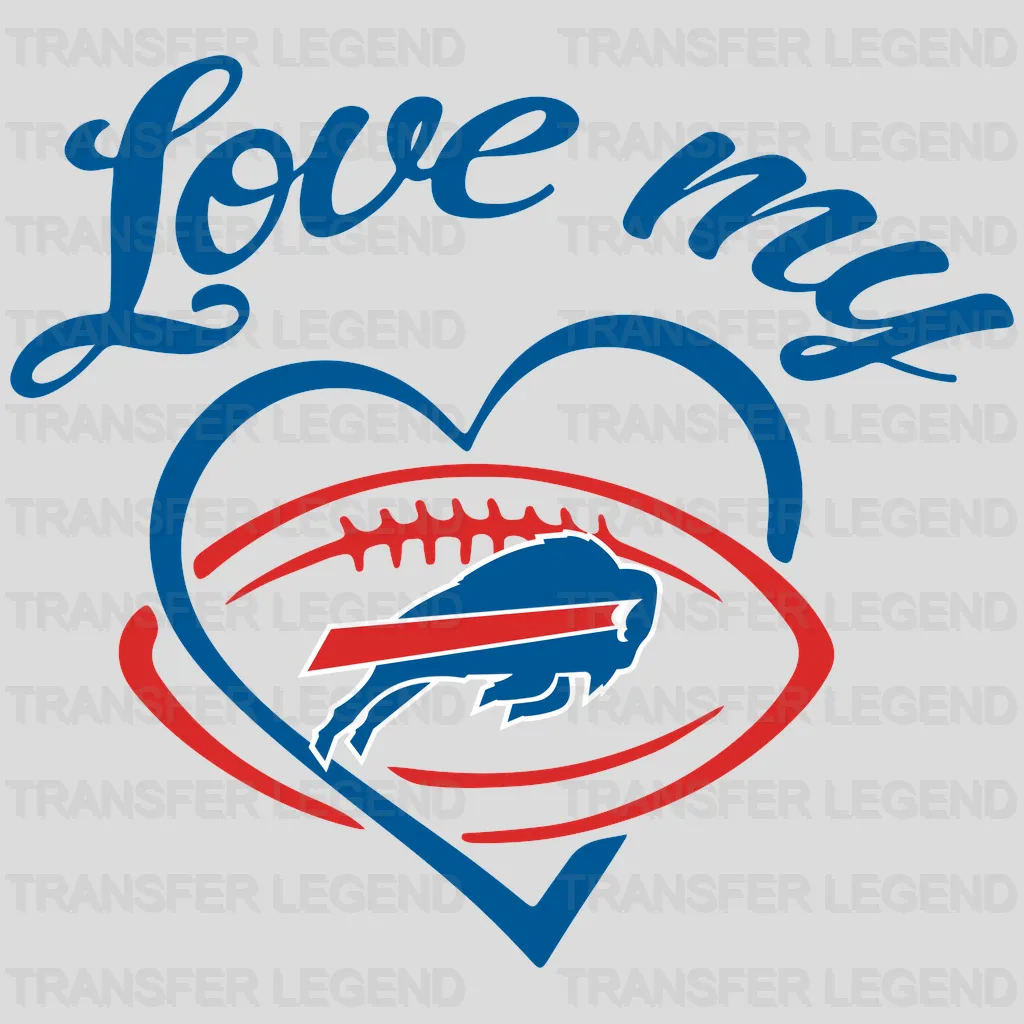 Buffalo Bills Love My Football Heart NFL Design - DTF Heat Transfer