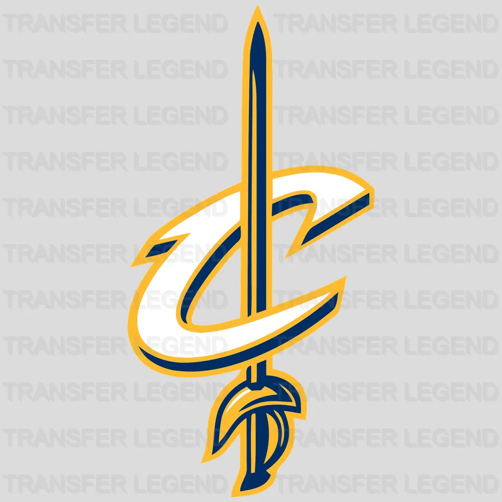 Cleveland Cavaliers Sword Through “C” (Gold) NBA Design - DTF Heat Transfer
