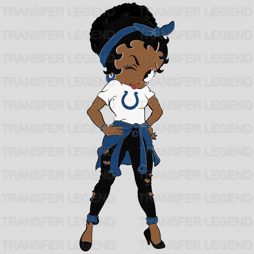 Indianapolis Colts Pin‑up Girl Standing Illustration NFL Design - DTF Heat Transfer