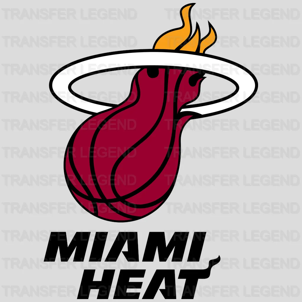 Miami Heat Primary Logo with “MIAMI HEAT” Stacked Text NBA Design - DTF Heat Transfer