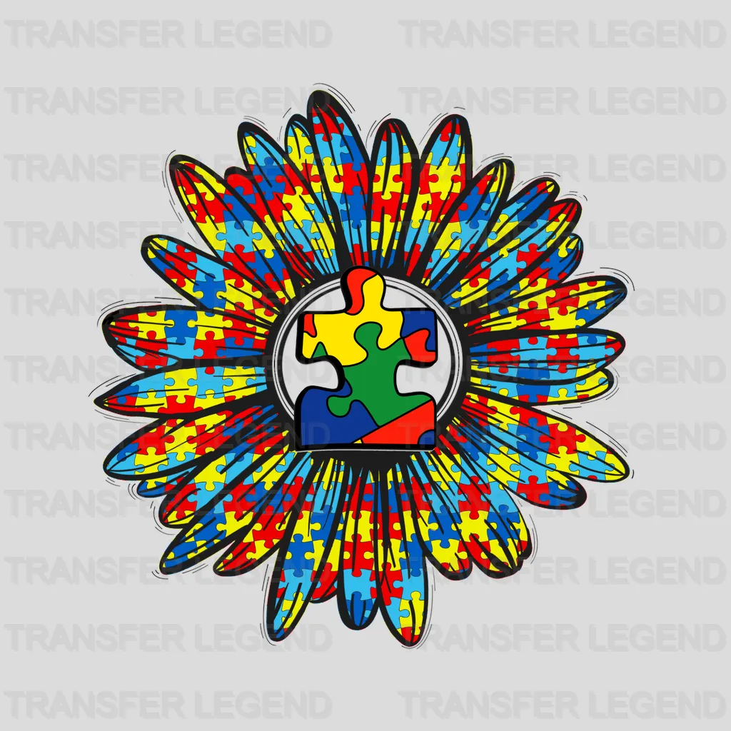 Flower Puzzle Piece ATSM Awareness Design - transferlegend