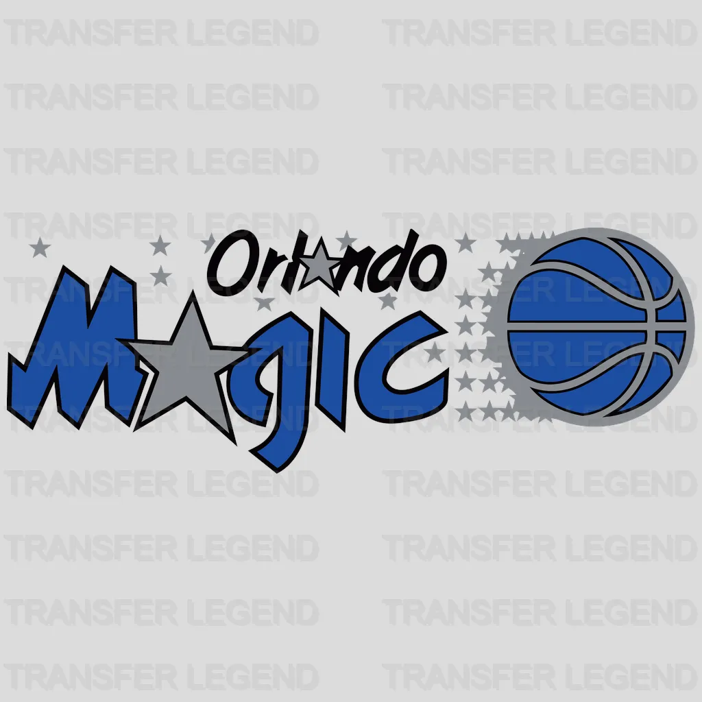 Orlando Magic Script with Star Trail & Basketball NBA Design - DTF Heat Transfer