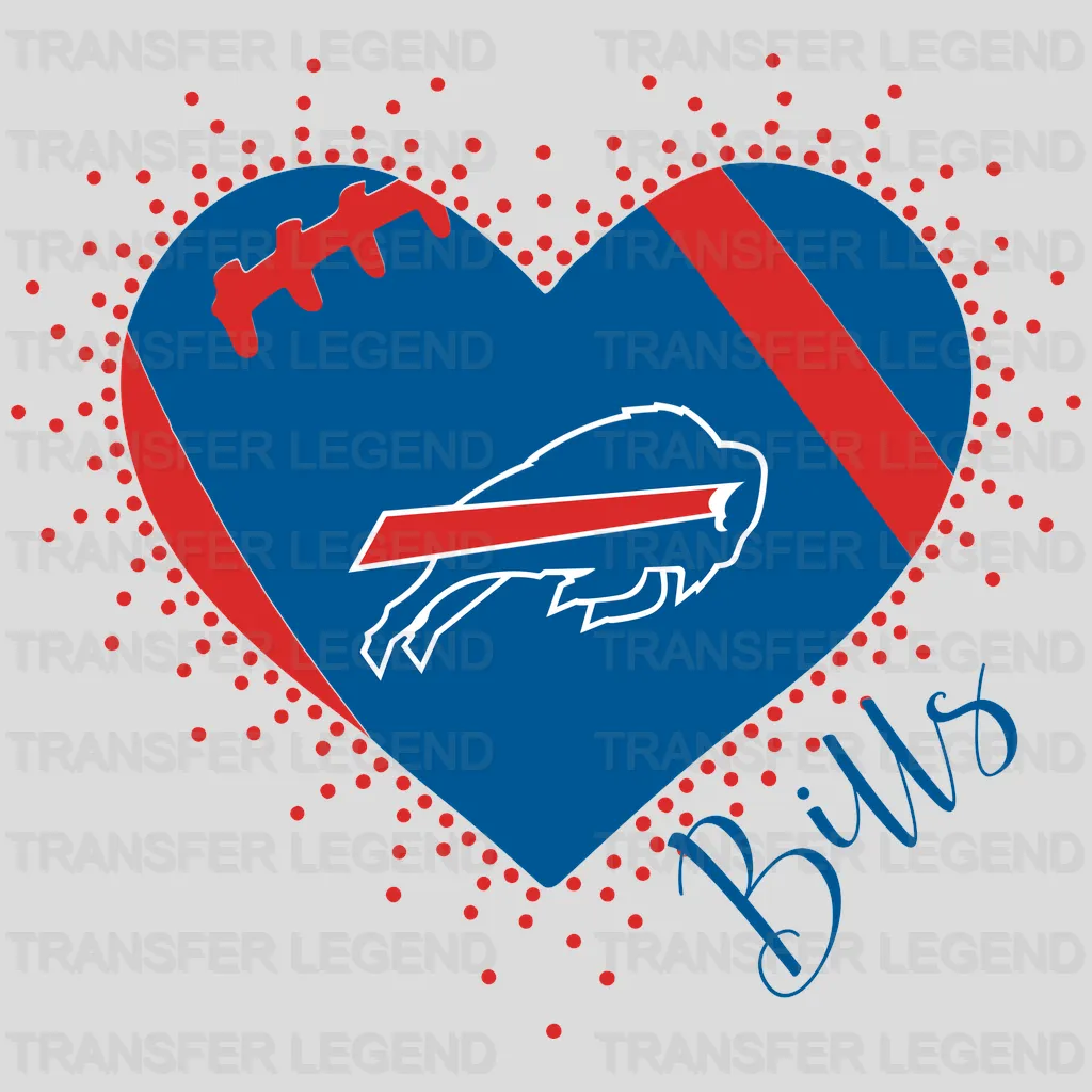 Buffalo Bills Heart Cluster Helmet Emblem NFL Design - DTF Heat Transfer