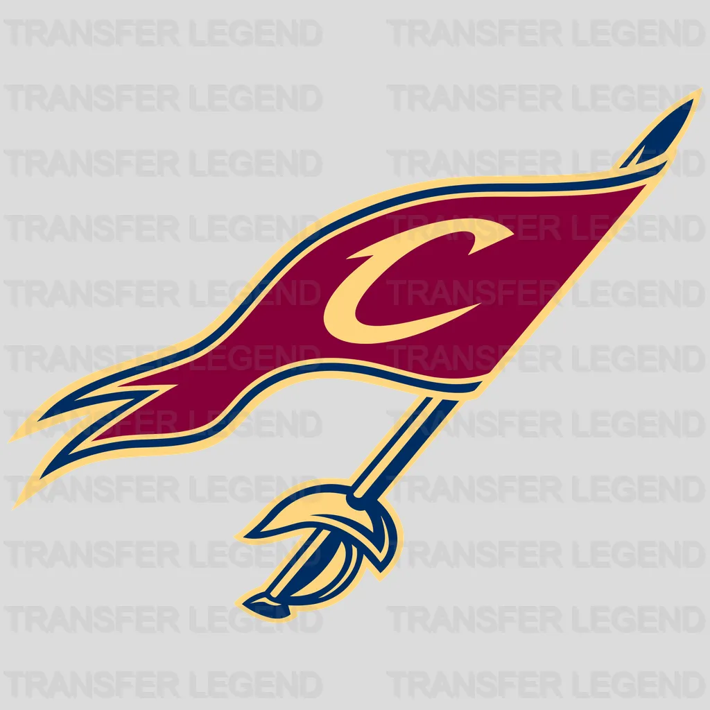 Cleveland Cavaliers Waving Flag with “C” NBA Design - DTF Heat Transfer