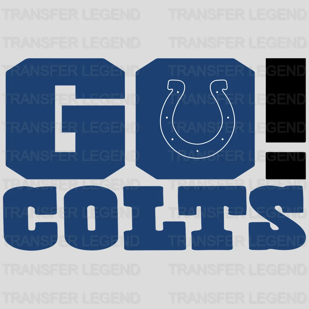 Indianapolis Colts Go Colts Wordmark & Exclamation NFL Design - DTF Heat Transfer