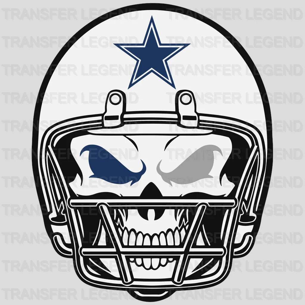 Dallas Cowboys Skull Helmet Emblem NFL Design - DTF Heat Transfer
