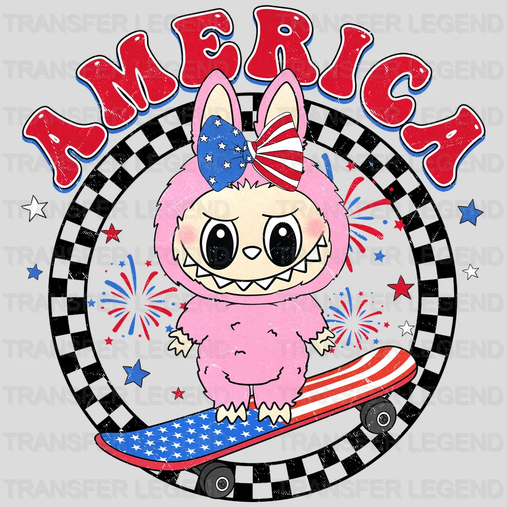 Skateboard Usa Labubu Design - DTF Heat Transfers
