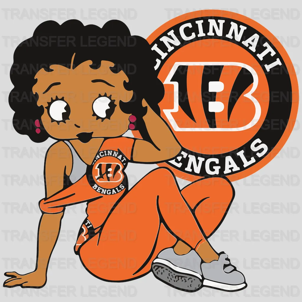Cincinnati Bengals Pinup Girl Round Emblem NFL Design - DTF Heat Transfer