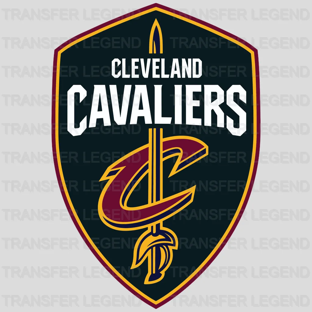 Cleveland Cavaliers Modern Shield Crest with Sword NBA Design - DTF Heat Transfer