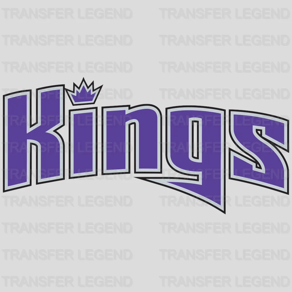 Sacramento Kings Slanted “KINGS” Wordmark with Crown NBA Design - DTF Heat Transfer