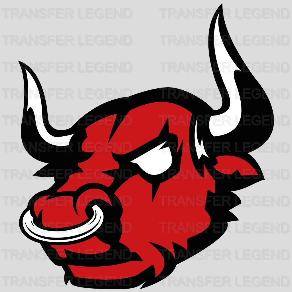 Chicago Bulls Aggressive Bull Head with Nose Ring NBA Design - DTF Heat Transfer