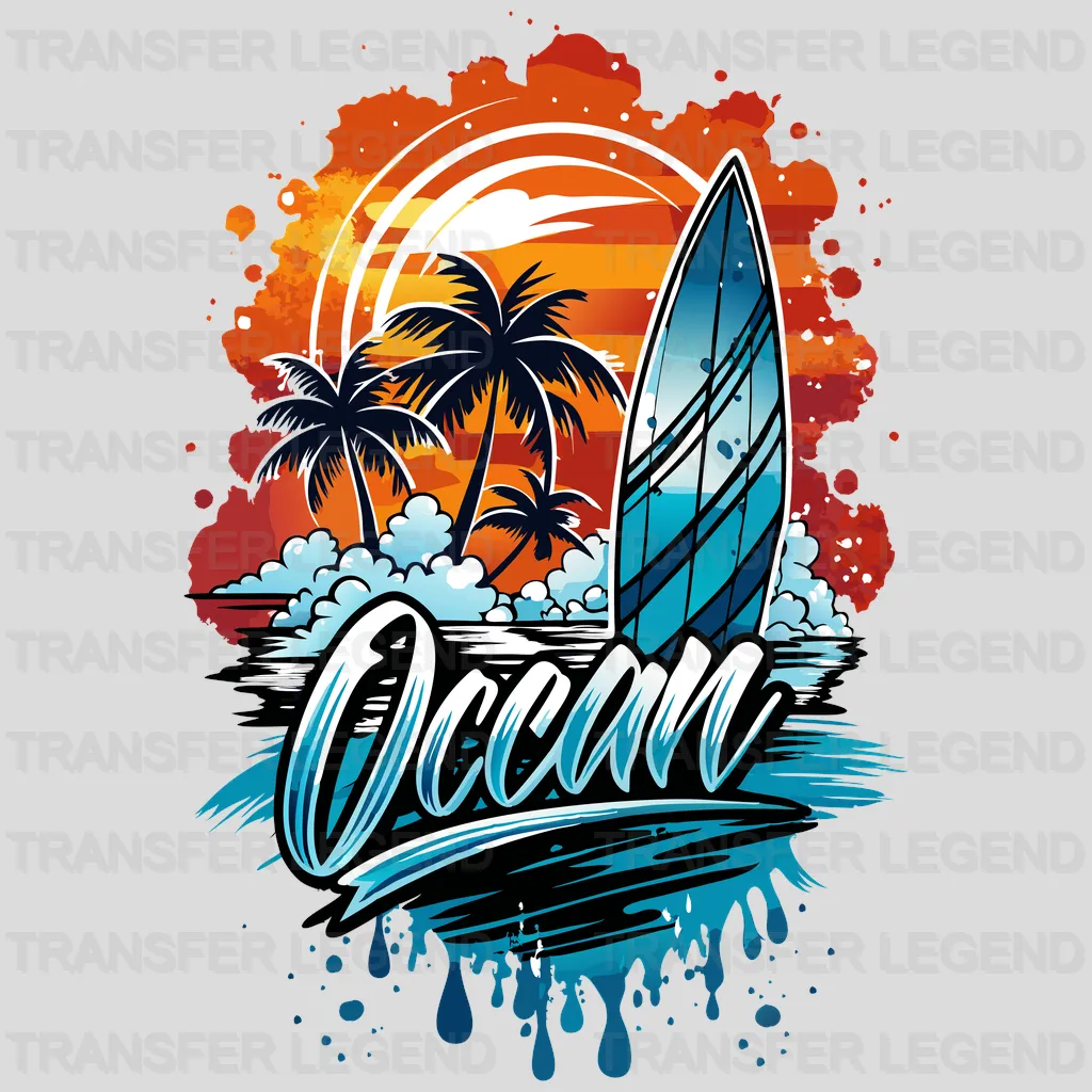 Ocean Beach Surfing Design - DTF Heat Transfers - transferlegend