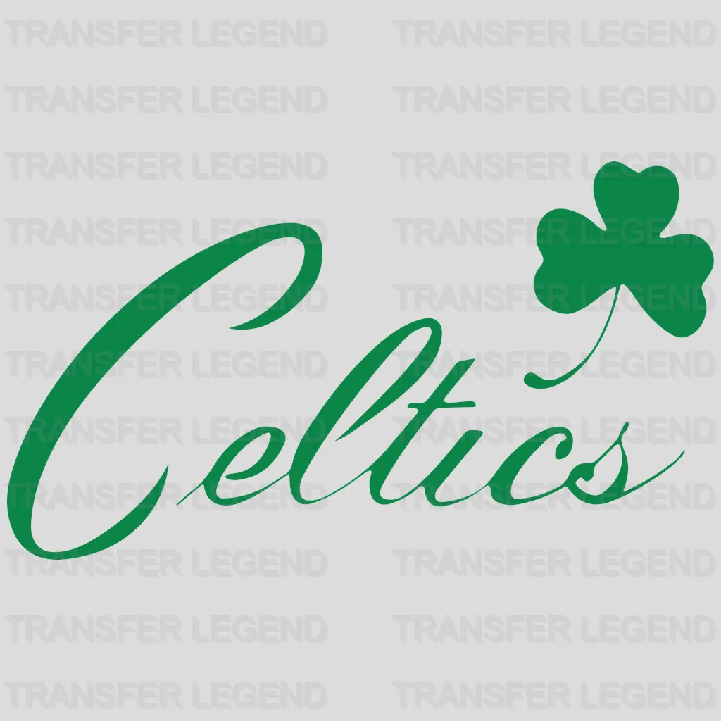 Boston Celtics Cursive “Celtics” Script with Shamrock NBA Design - DTF Heat Transfer