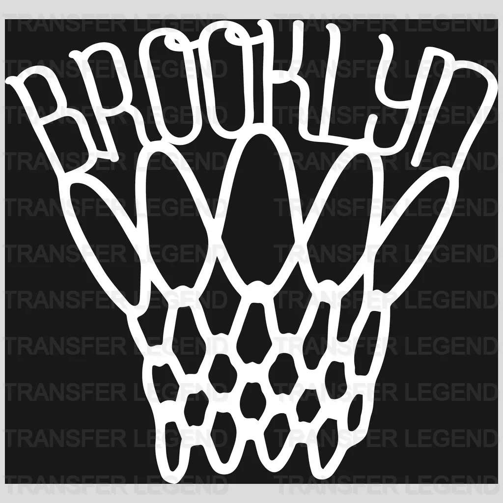 Brooklyn Nets Wordmark Woven into Hoop Net Graphic NBA Design - DTF Heat Transfer